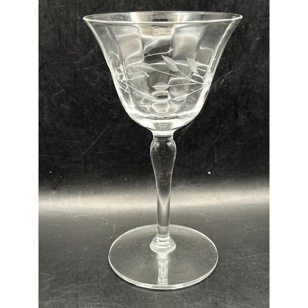 Vtg‎ Etched Crystal Starburst Wheat Wine Cordial Sherry Glass 5.25" Replacement